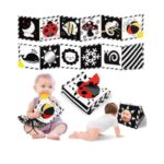 High Contrast Baby Toys, Black and White Newborn Toys for Brain Development, Soft Baby Books, Infant Sensory Toys 0-6-12 Months, Tummy Time Toys, Visual Stimulation Montessori Toy Gift